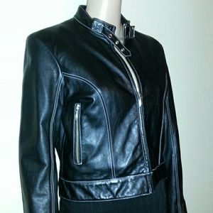 Black leather jacket - Juniors Large